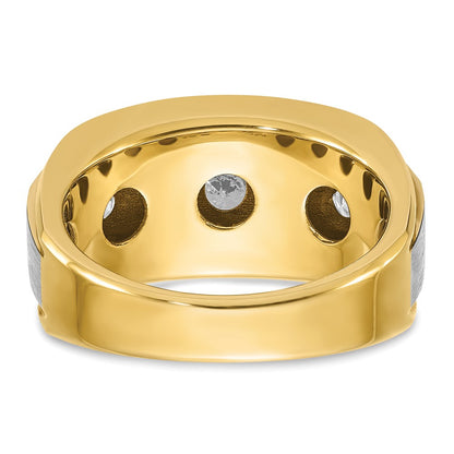 14k Yellow & Rhodium with White 2 Ct. Lab Grown Diamond VS/SI+ G+ Satin Men's Ring