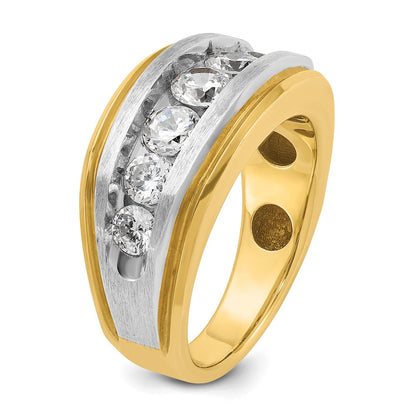 14k Yellow & Rhodium with White 2 Ct. Lab Grown Diamond VS/SI+ G+ Satin Men's Ring