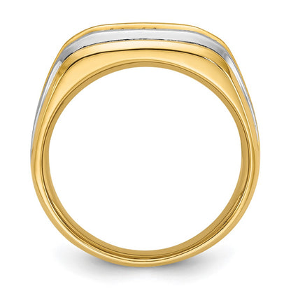 14k Two-tone Gold Men's Polished and Satin 1/2 carat Diamond Complete Ring