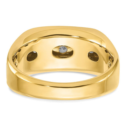 14k Two-tone Two Tone 1/2 Ct. Lab Grown Diamond VS/SI+ G+ Five Stone Polished and Satin Men's Ring