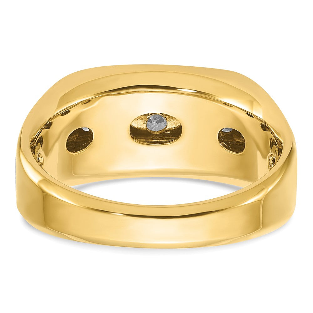 14k Two-tone Gold Men's Polished and Satin 1/2 carat Diamond Complete Ring