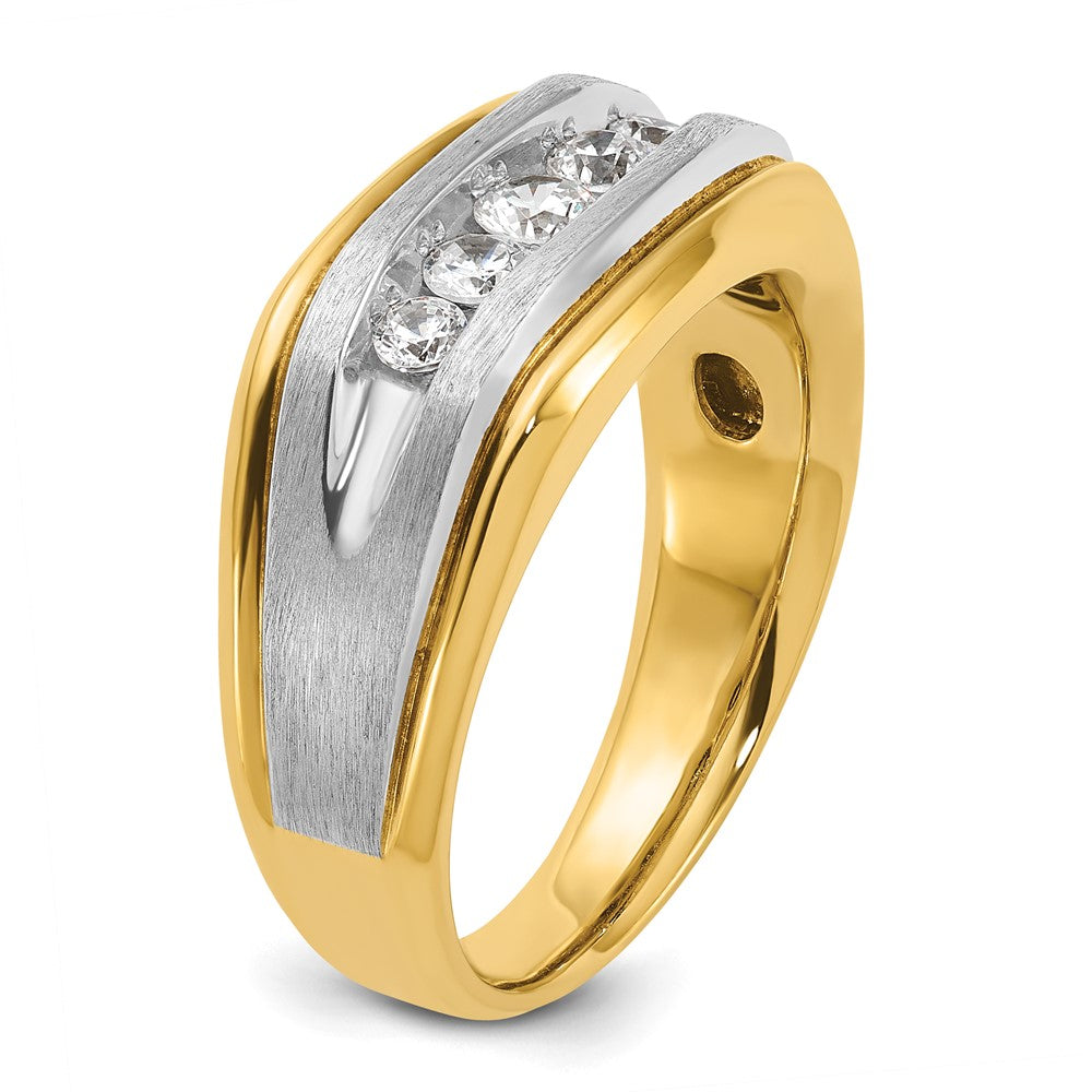 14k Two-tone Gold Men's Polished and Satin 1/2 carat Diamond Complete Ring