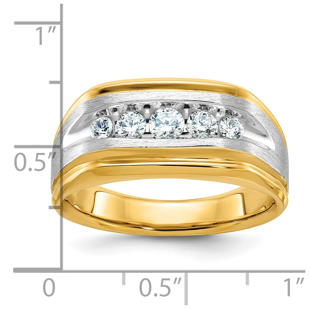 14k Two-tone Gold Men's Polished and Satin 1/2 carat Diamond Complete Ring