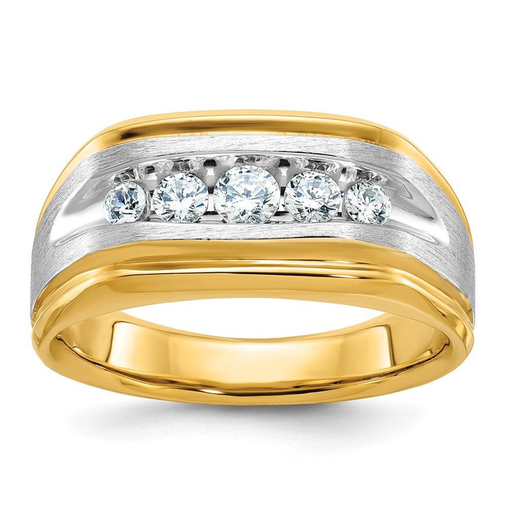 14k Two-tone Gold Men's Polished and Satin 1/2 carat Diamond Complete Ring