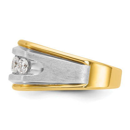 14k Two-tone Two Tone 1 Ct. Lab Grown Diamond VS/SI+ G+ Five Stone Polished and Satin Men's Ring