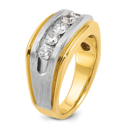 14k Two-tone Gold Men's Satin Finish 1 carat Diamond Complete Ring