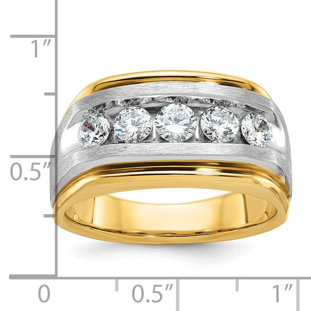 14k Two-tone Gold Men's Satin Finish 1 carat Diamond Complete Ring
