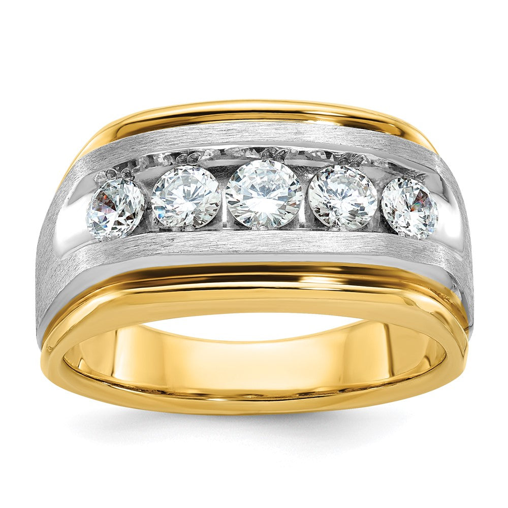 14k Two-tone Gold Men's Satin Finish 1 carat Diamond Complete Ring