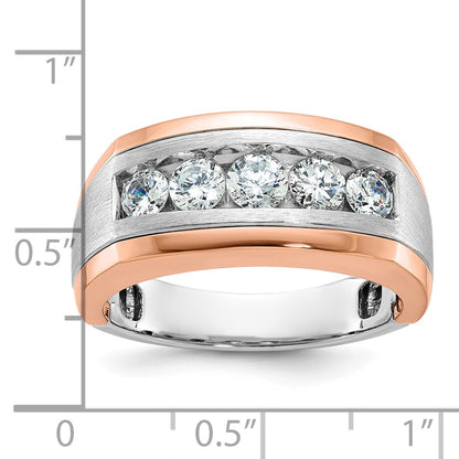 14k White/Rose Gold Two-tone Gold White/Rose Gold Men's Satin 1 carat Diamond Complete Ring