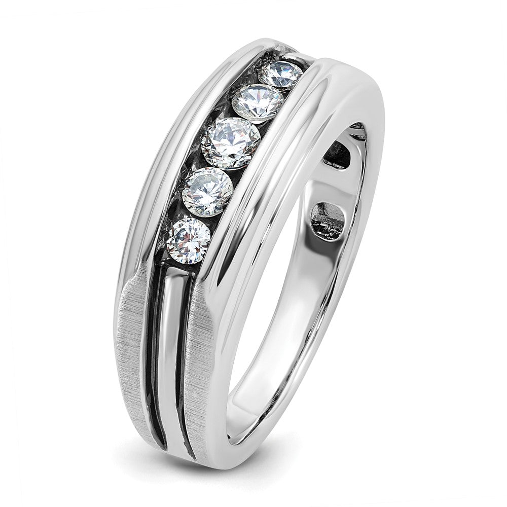 14k White Gold with Black Rhodium Men's Satin 1/2 carat Diamond Complete Ring