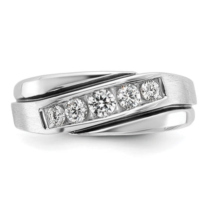 14k White Gold with Black Rhodium Men's Satin 1/2 carat Diamond Complete Ring