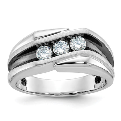 14k White Gold with Black Rhodium Men's Satin 1/2 carat Diamond Complete Ring