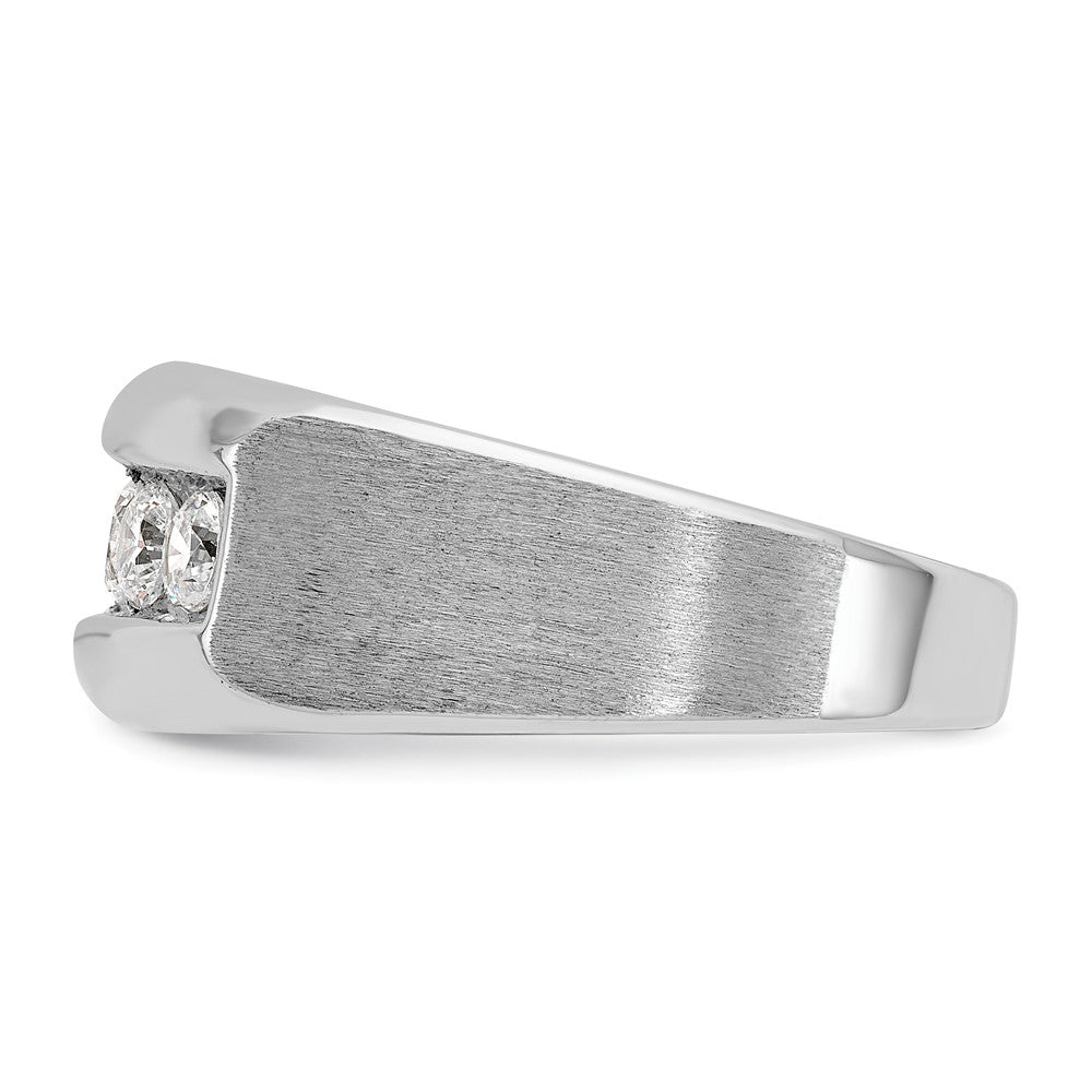 14k White Gold 1 Ct. Lab Grown Diamond VS/SI+ G+ Five Stone Polished and Satin Men's Ring