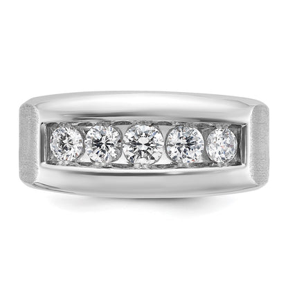 14k White Gold Men's Polished and Satin 1 carat Diamond Complete Ring