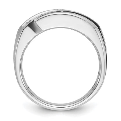 14k White Gold with Black Rhodium Men's Satin 1 carat Diamond Complete Ring