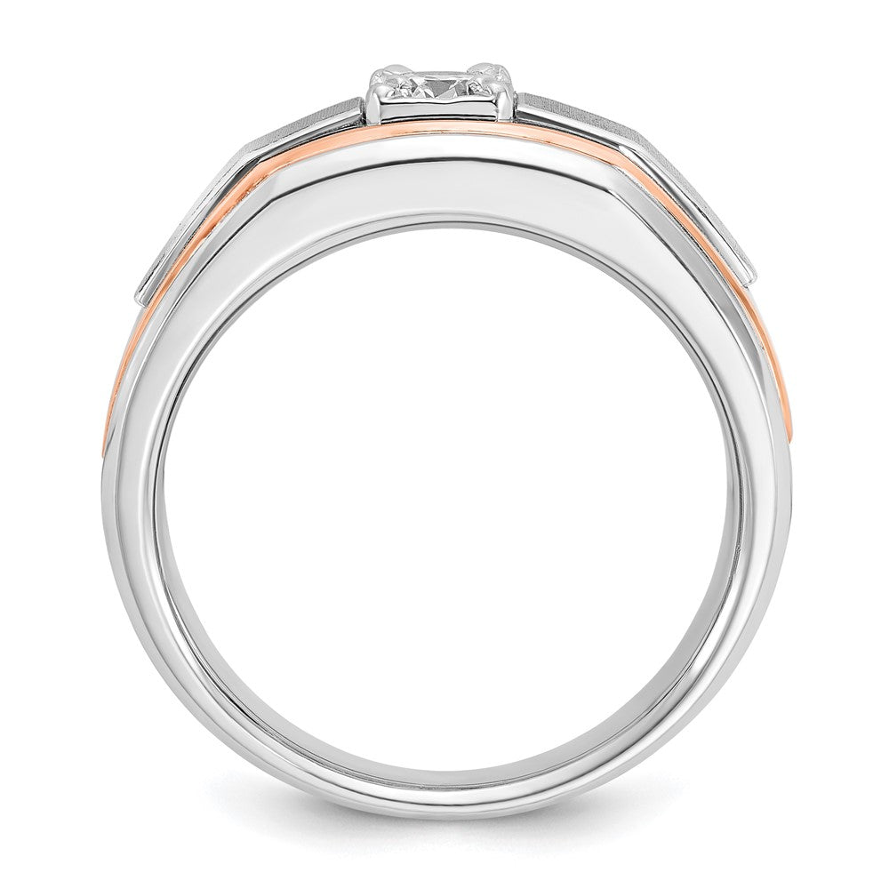 14k White/Rose Gold Two-tone Gold White/Rose Gold Men's Satin 1/3 carat Diamond Complete Ring