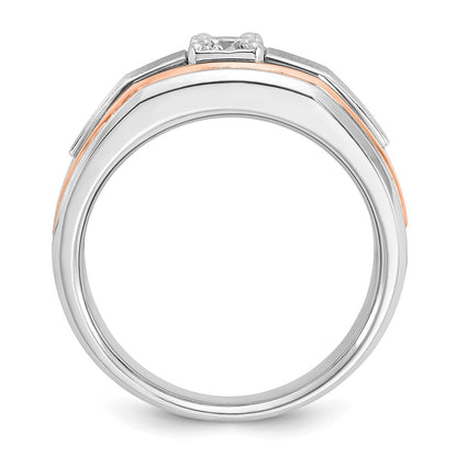 14k White/Rose Gold Two-tone Gold White/Rose Gold Men's Satin 1/3 carat Diamond Complete Ring
