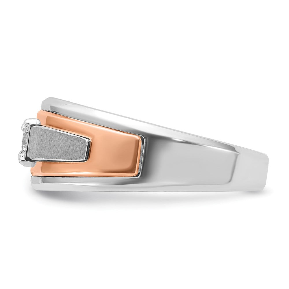14k White/Rose Gold Two-tone Gold White/Rose Gold Men's Satin 1/3 carat Diamond Complete Ring