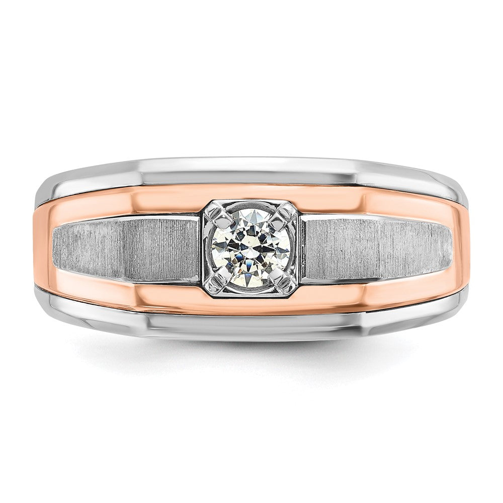 14k White/Rose Gold Two-tone Gold White/Rose Gold Men's Satin 1/3 carat Diamond Complete Ring