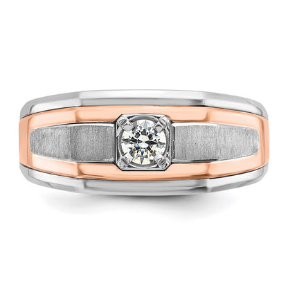 14k White/Rose Gold Two-tone Gold White/Rose Gold Men's Satin 1/3 carat Diamond Complete Ring