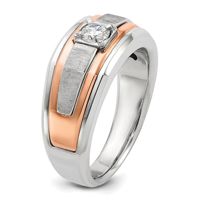 14k White/Rose Gold Two-tone Gold White/Rose Gold Men's Satin 1/3 carat Diamond Complete Ring