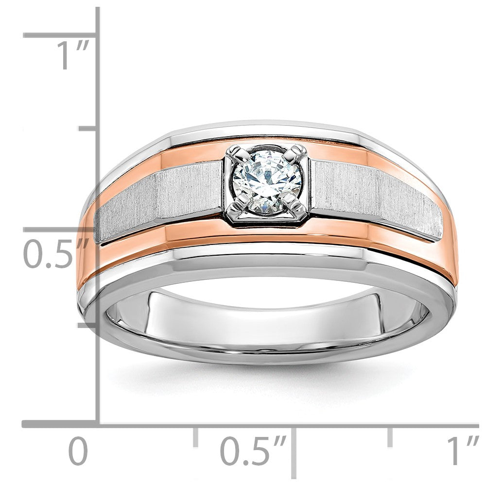 14k White/Rose Gold Two-tone Gold White/Rose Gold Men's Satin 1/3 carat Diamond Complete Ring