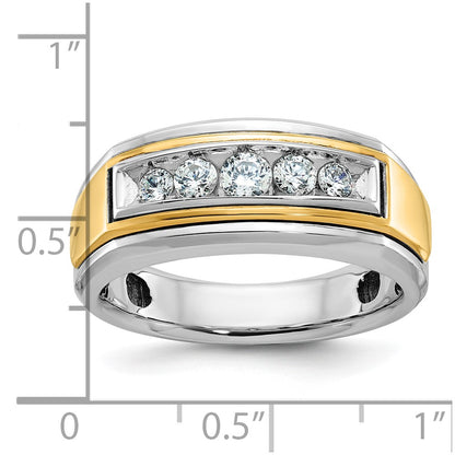 10K Two-Tone Ibgoodman Men'S Polished 5-Stone Ring Mounting