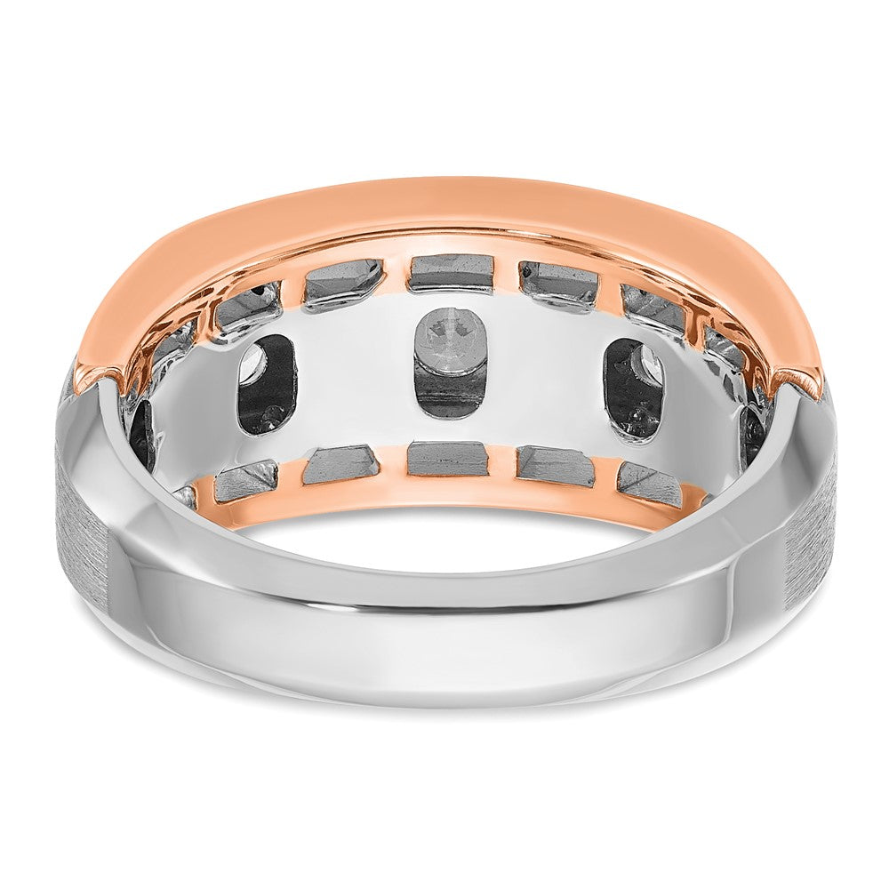 10K Two-Tone Ibgoodman White And Rose Gold Men'S Polished Satin Cut-Out 5-Stone Ring Mounting