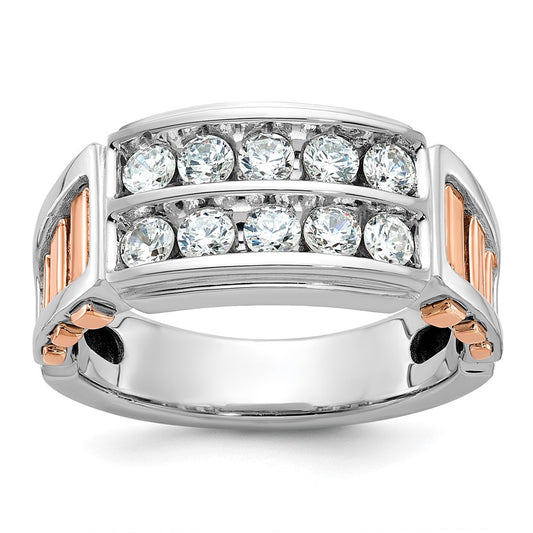 14k White/Rose Gold Two-tone Gold White/Rose Gold Men's 1 carat Diamond Complete Ring