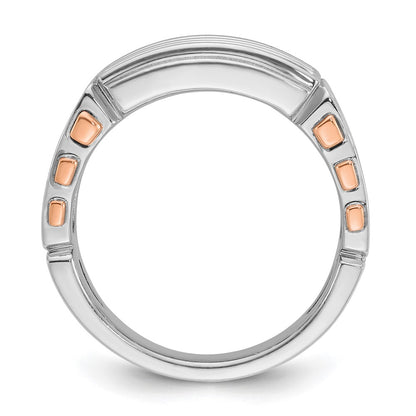 14K White/Rose Gold Two Tone Rose and White 1 5/8 Ct. Lab Grown Diamond VS/SI+ G+ Three-Row Cut-Out Men's Ring