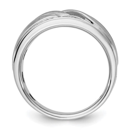 14K White Gold Ibgoodman Men'S Polished Satin & Grooved Ring Mtg