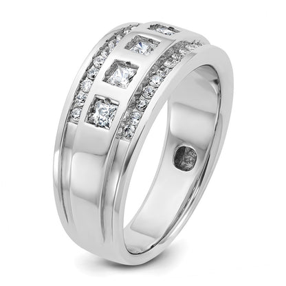 14k White Gold Men's 1.1 carat Diamond Complete Ring