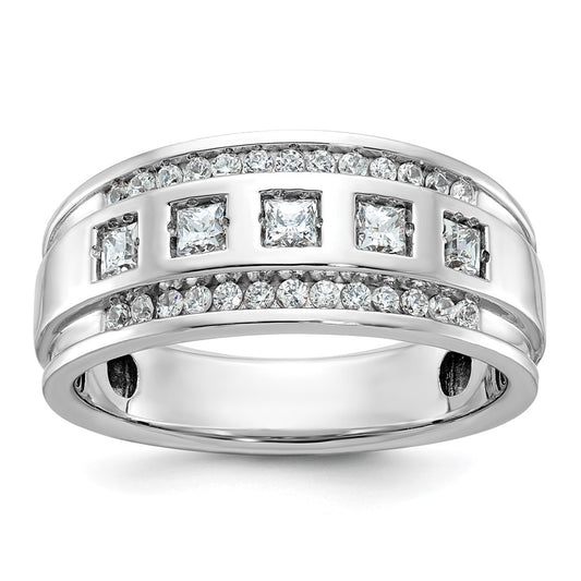 14k White Gold Men's 1.1 carat Diamond Complete Ring