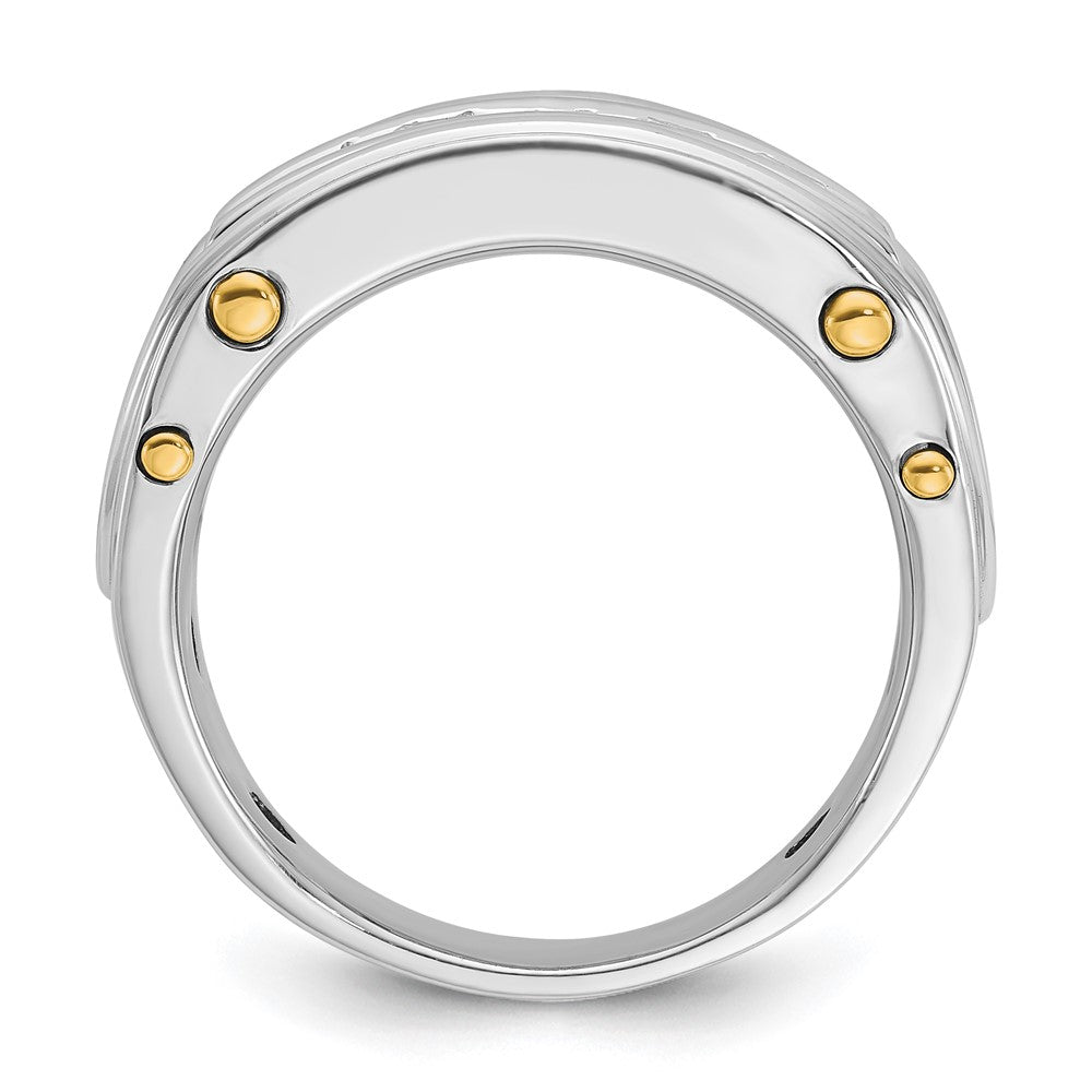 14k Two-tone Two Tone 1 Ct. Lab Grown Diamond VS/SI+ G+ Five Stone Polished and Cut Out Men's Ring