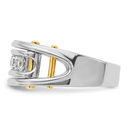 14k Two-tone Two Tone 1 Ct. Lab Grown Diamond VS/SI+ G+ Five Stone Polished and Cut Out Men's Ring