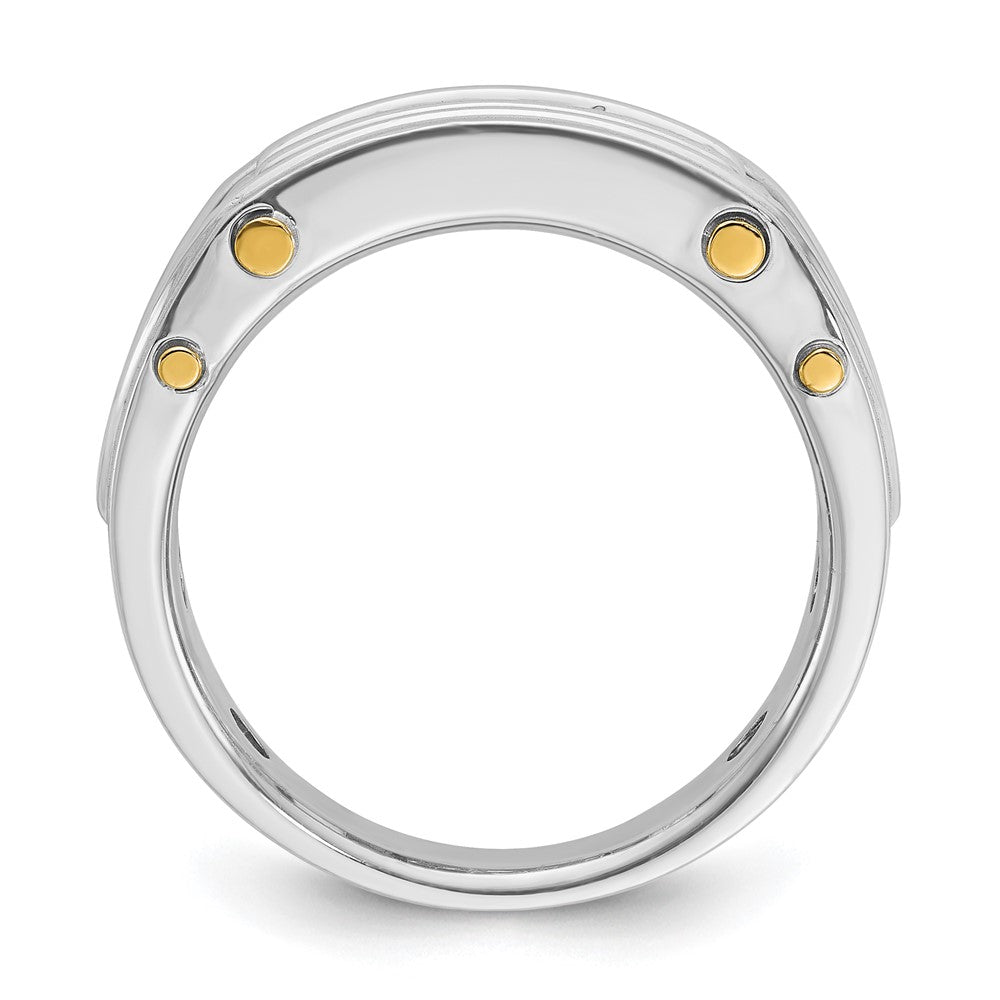 14k Two-tone Two Tone 1/2 Ct. Lab Grown Diamond VS/SI+ G+ Five Stone Polished and Cut Out Men's Ring