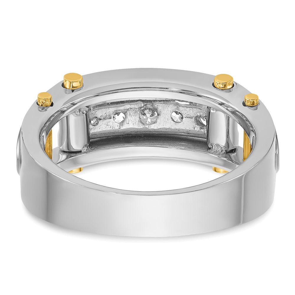 14k Two-tone Two Tone 1/2 Ct. Lab Grown Diamond VS/SI+ G+ Five Stone Polished and Cut Out Men's Ring