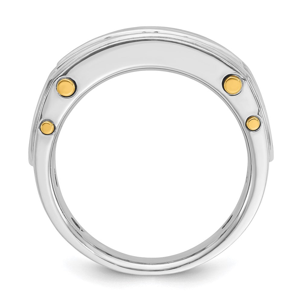 14k Two-tone Two Tone 1 Ct. Lab Grown Diamond VS/SI+ G+ Five Stone Polished and Cut Out Men's Ring