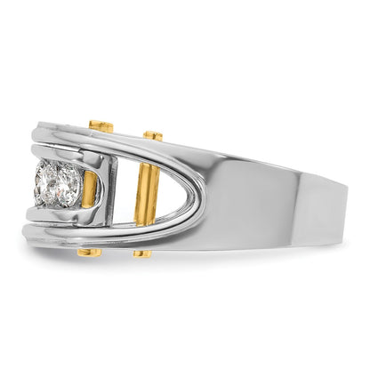14k Two-tone Two Tone 1 Ct. Lab Grown Diamond VS/SI+ G+ Five Stone Polished and Cut Out Men's Ring
