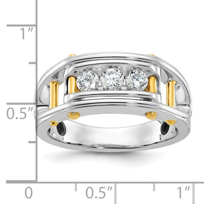 14k Two-tone Gold Men's 1/2 carat Diamond Complete Ring
