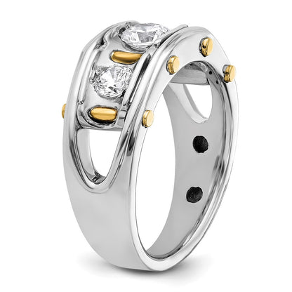 14k Two-tone Gold Men's 1 carat Diamond Complete Ring