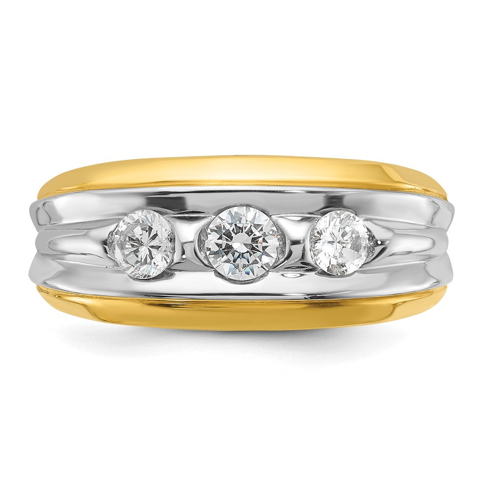 14k Two-tone Two Tone 3/4 Ct. Lab Grown Diamond VS/SI+ G+ Three Stone Men's Ring