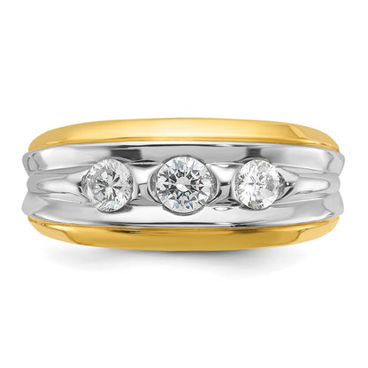 14k Two-tone Two Tone 3/4 Ct. Lab Grown Diamond VS/SI+ G+ Three Stone Men's Ring