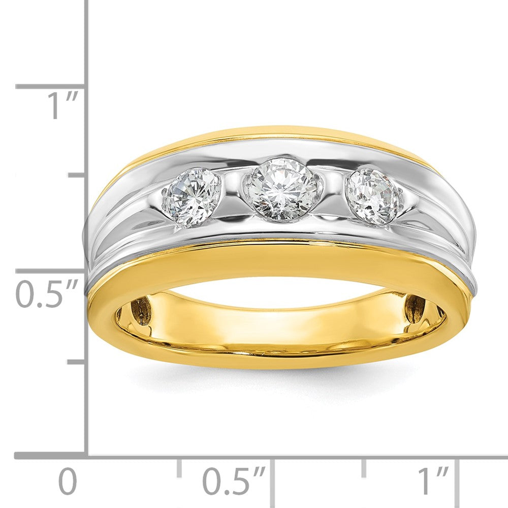 14k Two-tone Gold Men's 3/4 carat Diamond Complete Ring