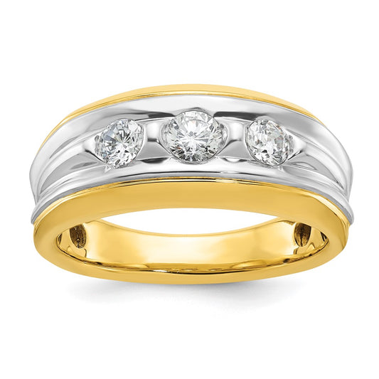 14k Two-tone Gold Men's 3/4 carat Diamond Complete Ring