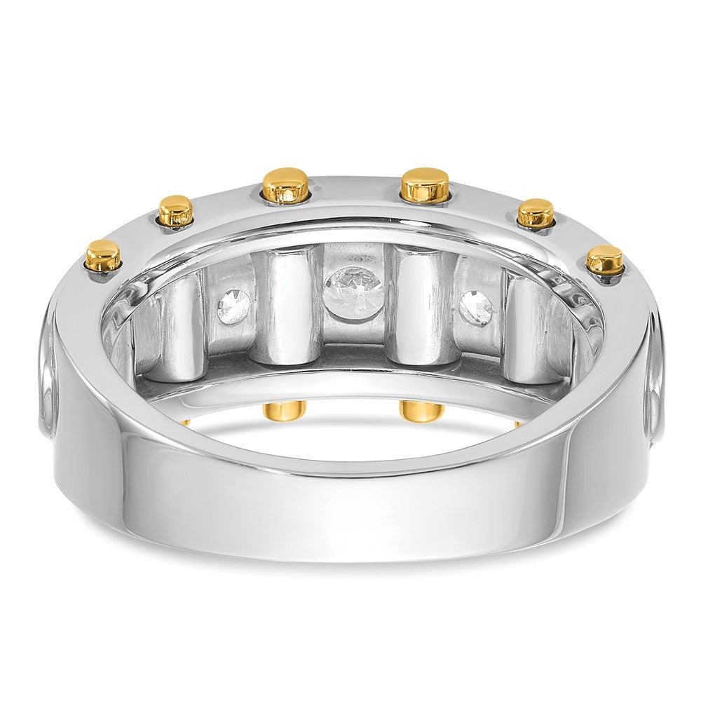 14k Two-tone Two Tone 1 Ct. Lab Grown Diamond VS/SI+ G+ Five Stone Polished and Cut Out Men's Ring