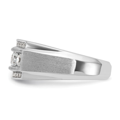 10k White Gold 1 7/8 Ct. Lab Grown Diamond VS/SI+ G+ Polished and Satin Three Row Men's Ring