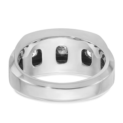 10k White Gold 1 7/8 Ct. Lab Grown Diamond VS/SI+ G+ Polished and Satin Three Row Men's Ring
