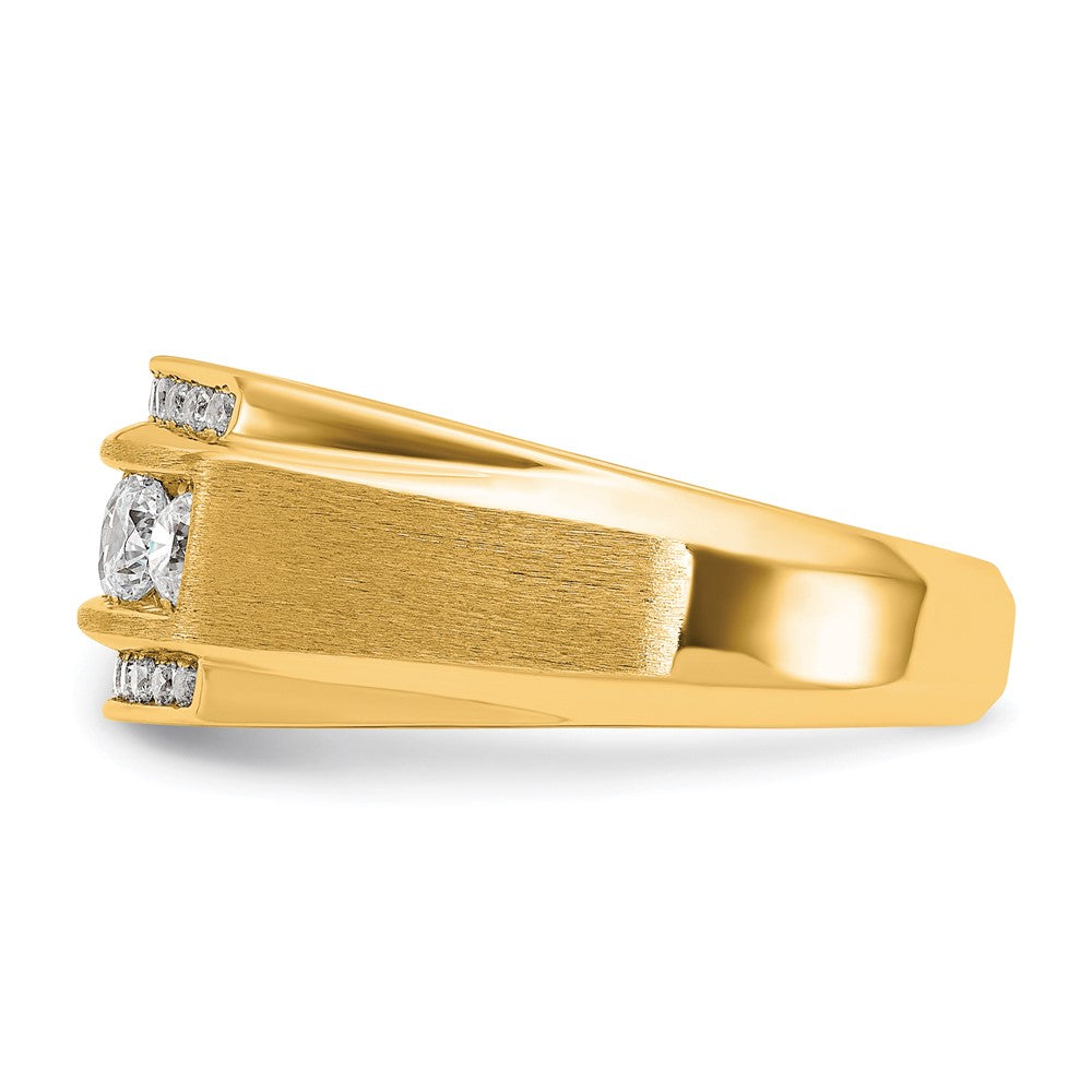 14k Yellow Gold 1 7/8 Ct. Lab Grown Diamond VS/SI+ G+ Polished and Satin Three Row Men's Ring