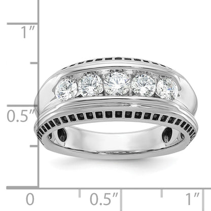 14k White Gold with Black Rhodium Men's 1 carat Diamond Complete Ring
